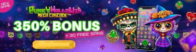 Velvet Spin Casino - 15 No Deposit FS on Punky HalloWin + 350% Deposit Bonus + 30 Free Spins