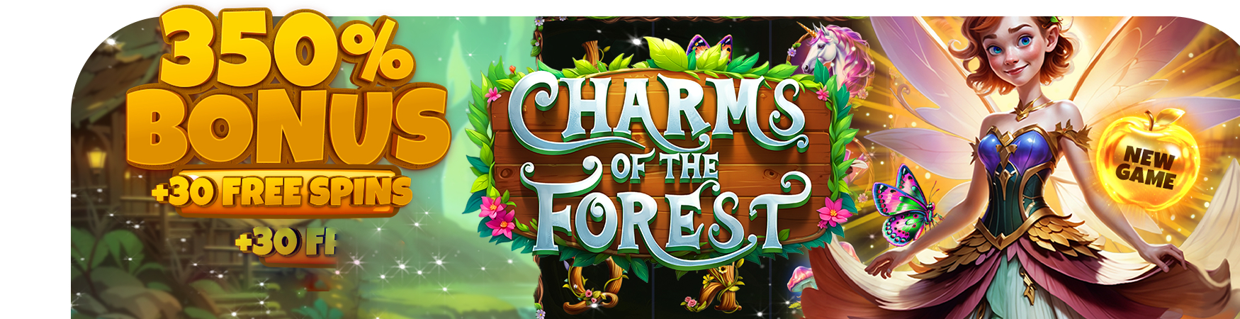 Velvet Spin Casino - 15 No Deposit FS on Charms of the Forest + 350% Deposit Bonus + 30 Free Spins