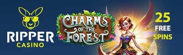 Ripper Casino - 25 No Deposit Free Spins Bonus Code on Charms of the Forest