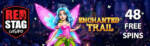 Red Stag Casino - 48 No Deposit FS on Enchanted Trail + 375% Deposit Bonus + 77 FS